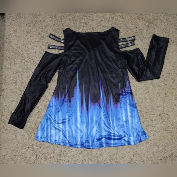 🆕️Sexy Black & Blue V-neck Zip Tunic Size XL NWOT - Picture 2 of 5